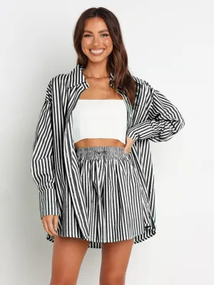 Larson Striped Dropped Shoulder Shirt and Shorts Set