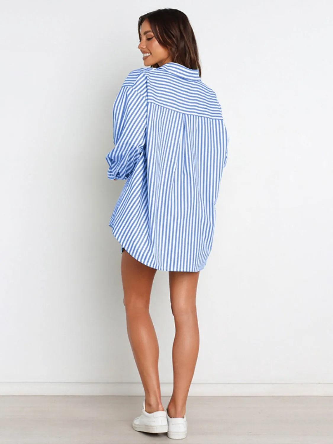Larson Striped Dropped Shoulder Shirt and Shorts Set