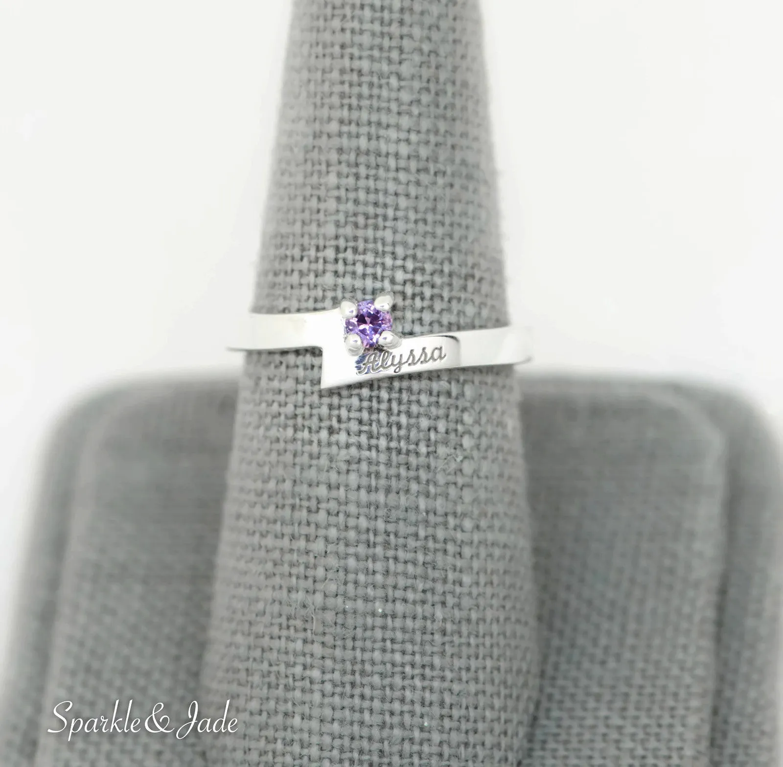 Layered Engraved Name Mother's Family Birthstone Ring