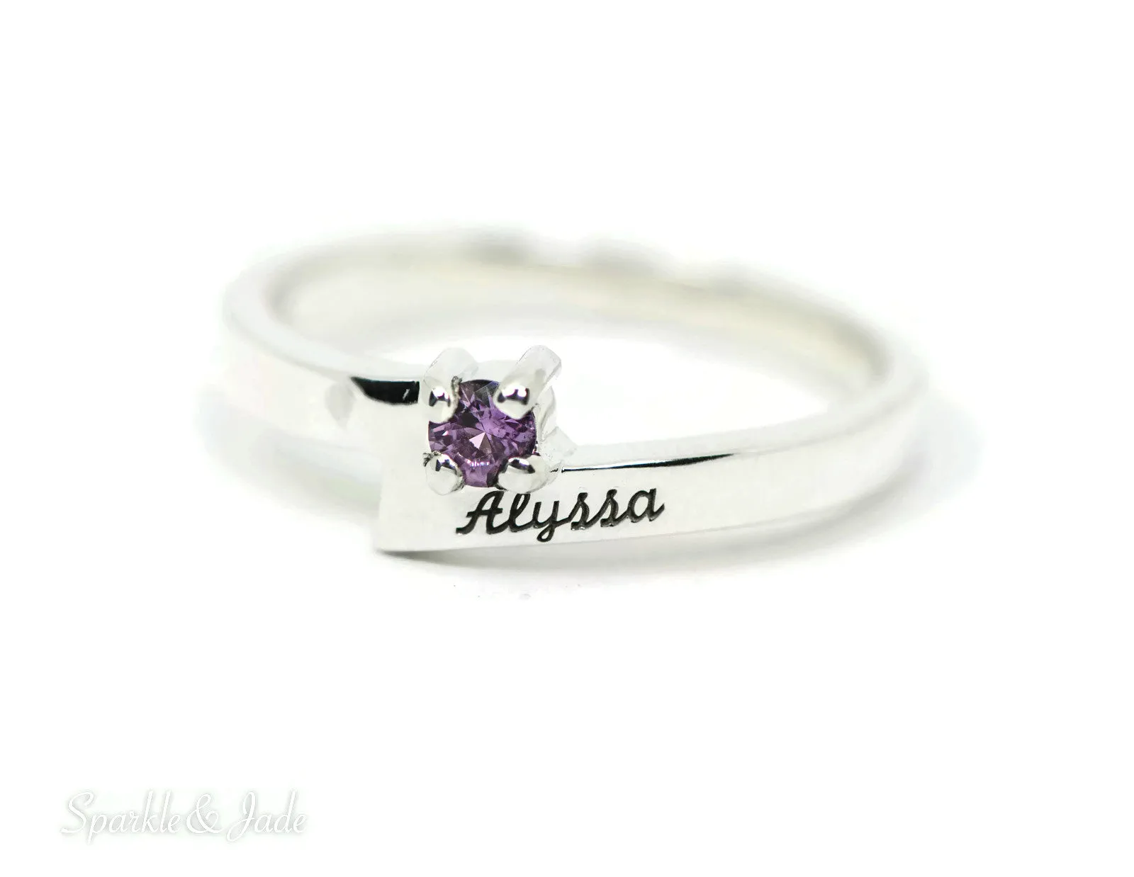 Layered Engraved Name Mother's Family Birthstone Ring