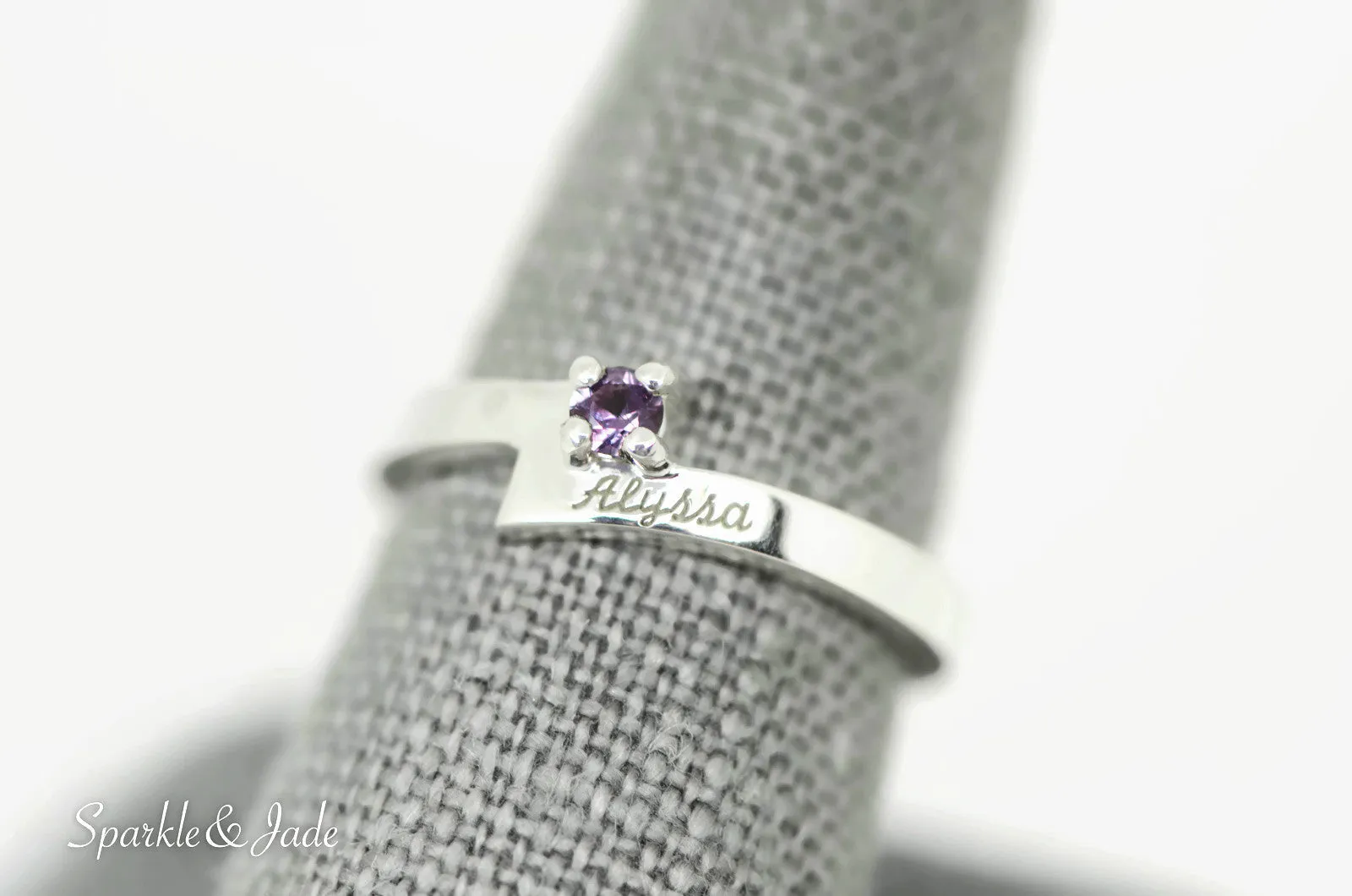 Layered Engraved Name Mother's Family Birthstone Ring