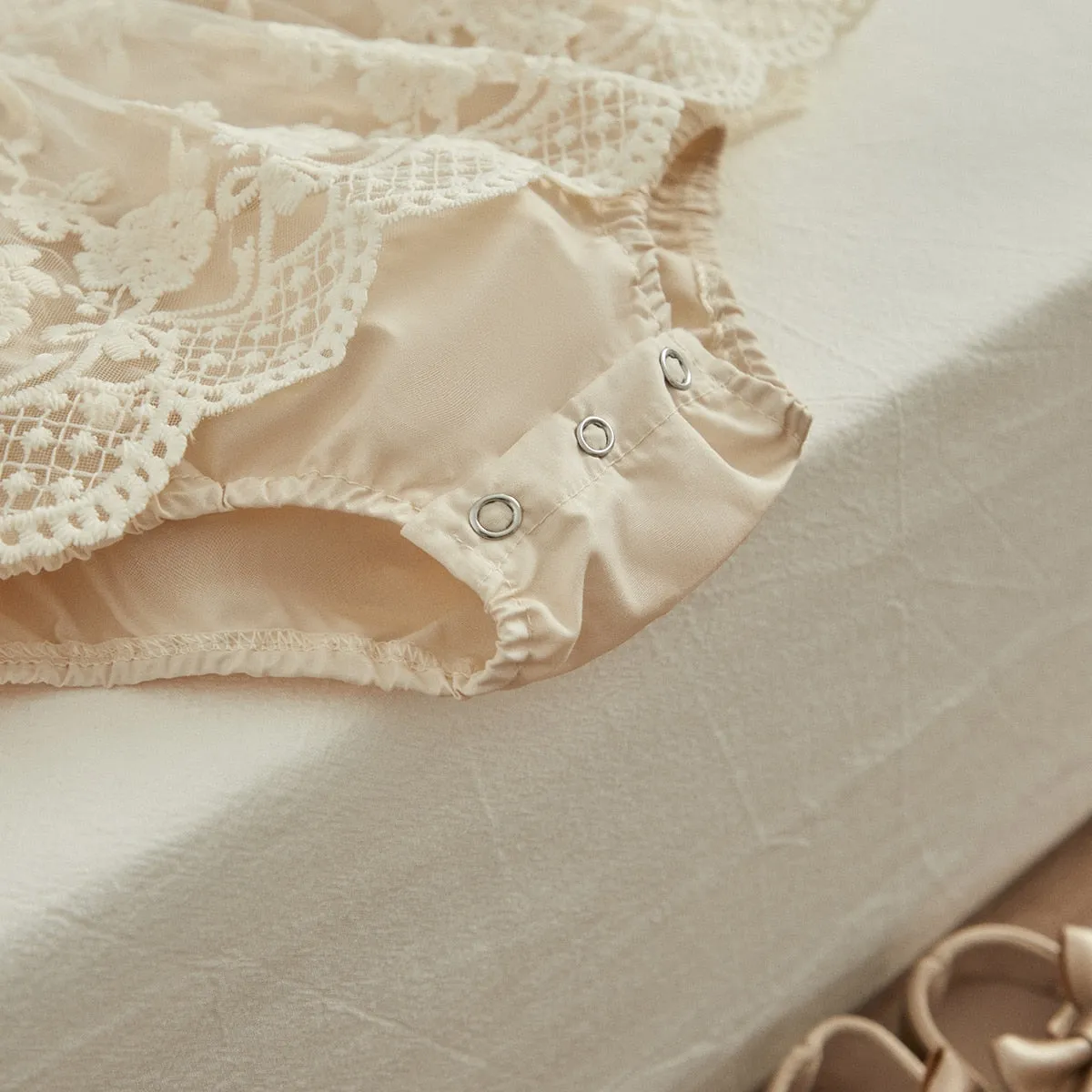 Layered Jumpsuit with Adjustable Shoulder Straps and Lace Floral Embroidered Skirt