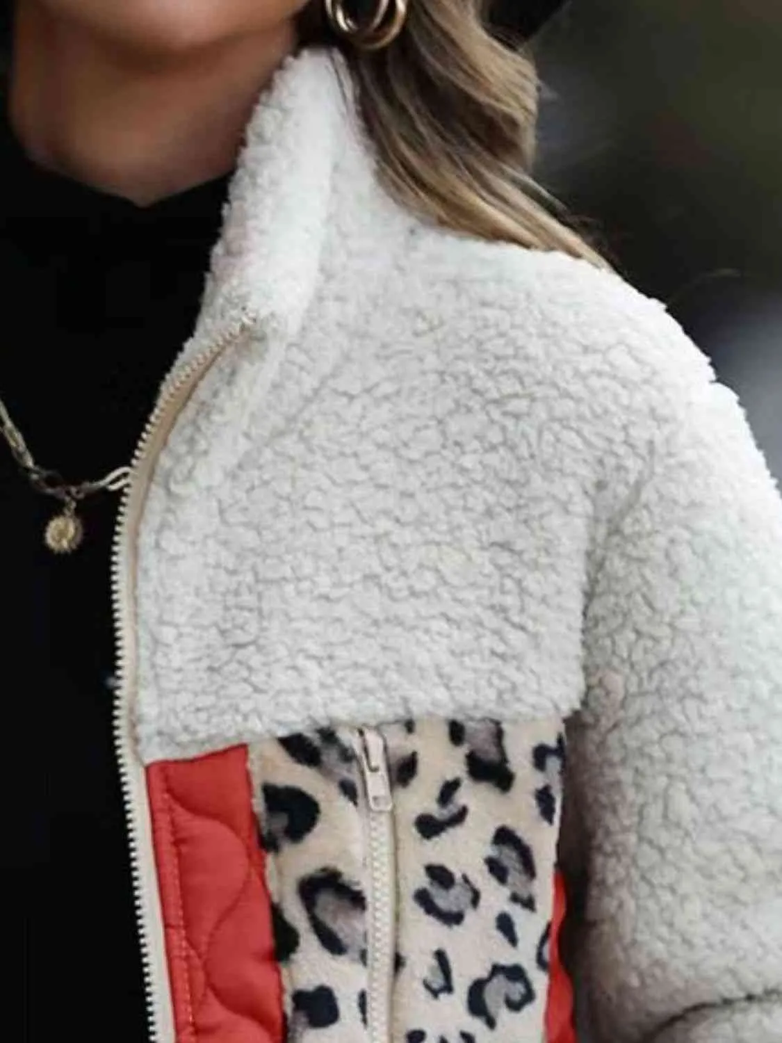 Leopard Print Color Block Zip-Up Jacket (6 Colors)