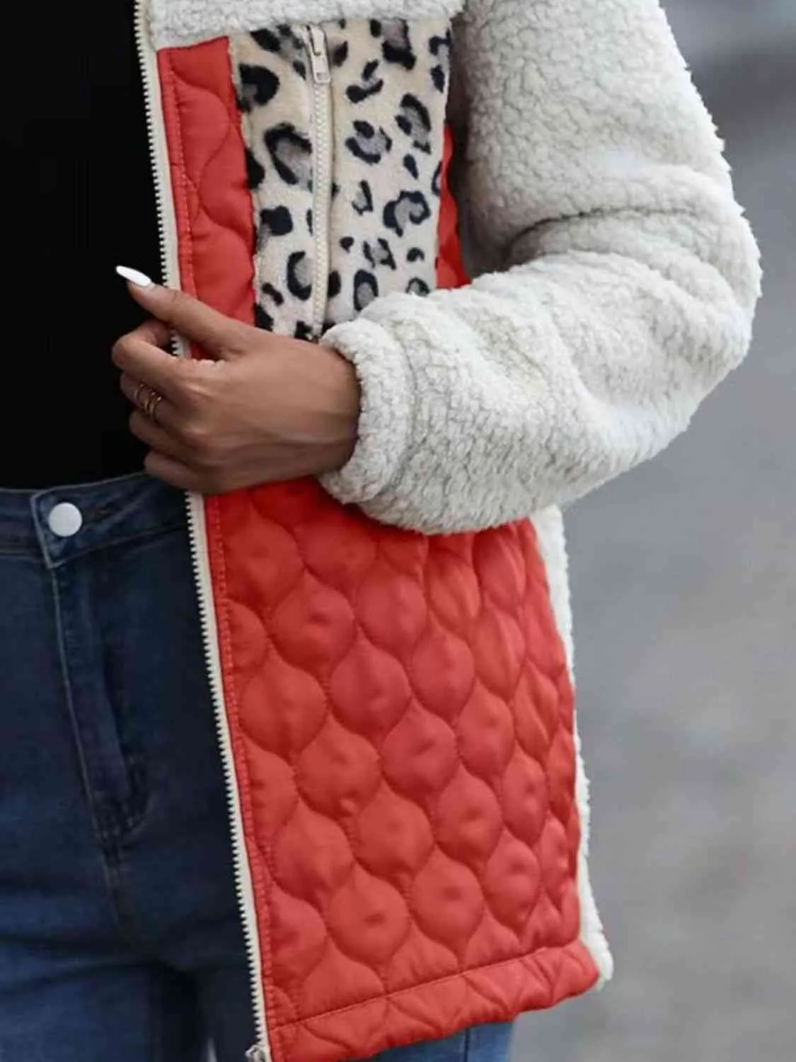 Leopard Print Color Block Zip-Up Jacket (6 Colors)