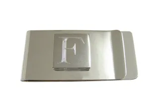 Letter F Etched Monogram Money Clip