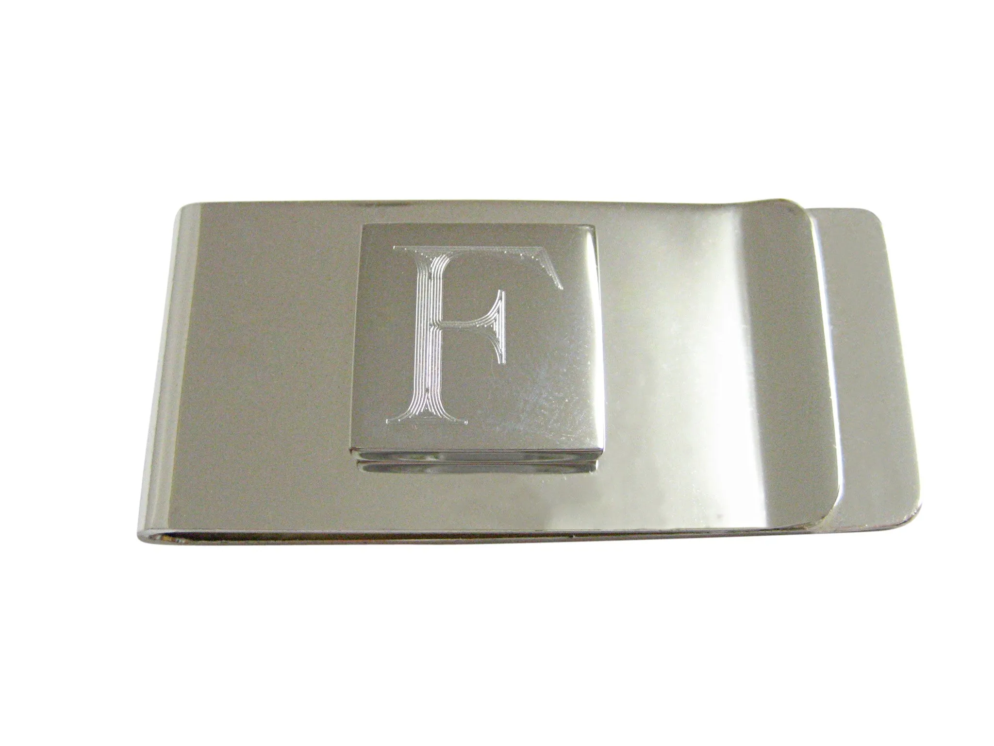 Letter F Etched Monogram Money Clip