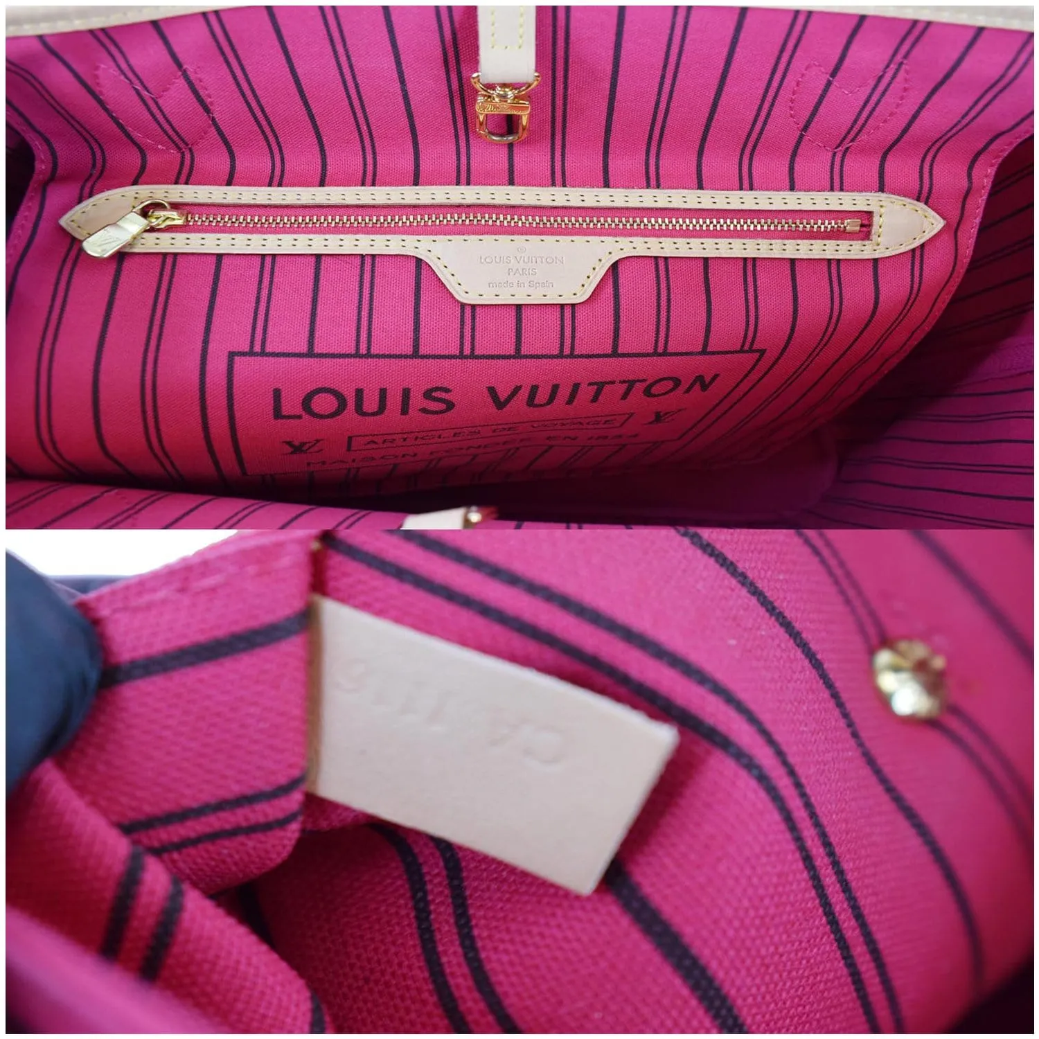 LOUIS VUITTON Bay Neverfull MM Monogram Canvas Shoulder Bag Fuchsia