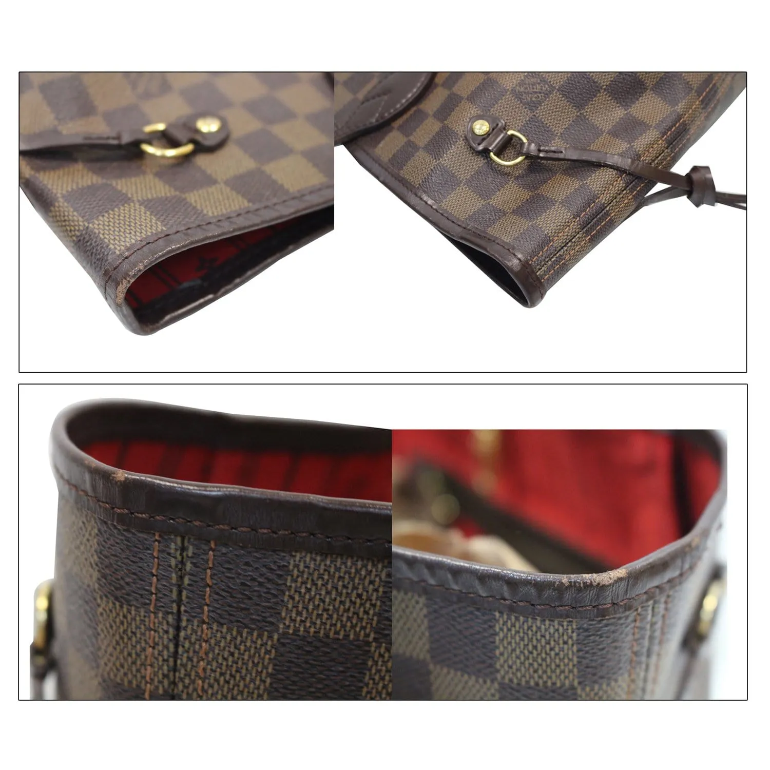 LOUIS VUITTON Neverfull MM Damier Ebene Tote Shoulder Bag Brown