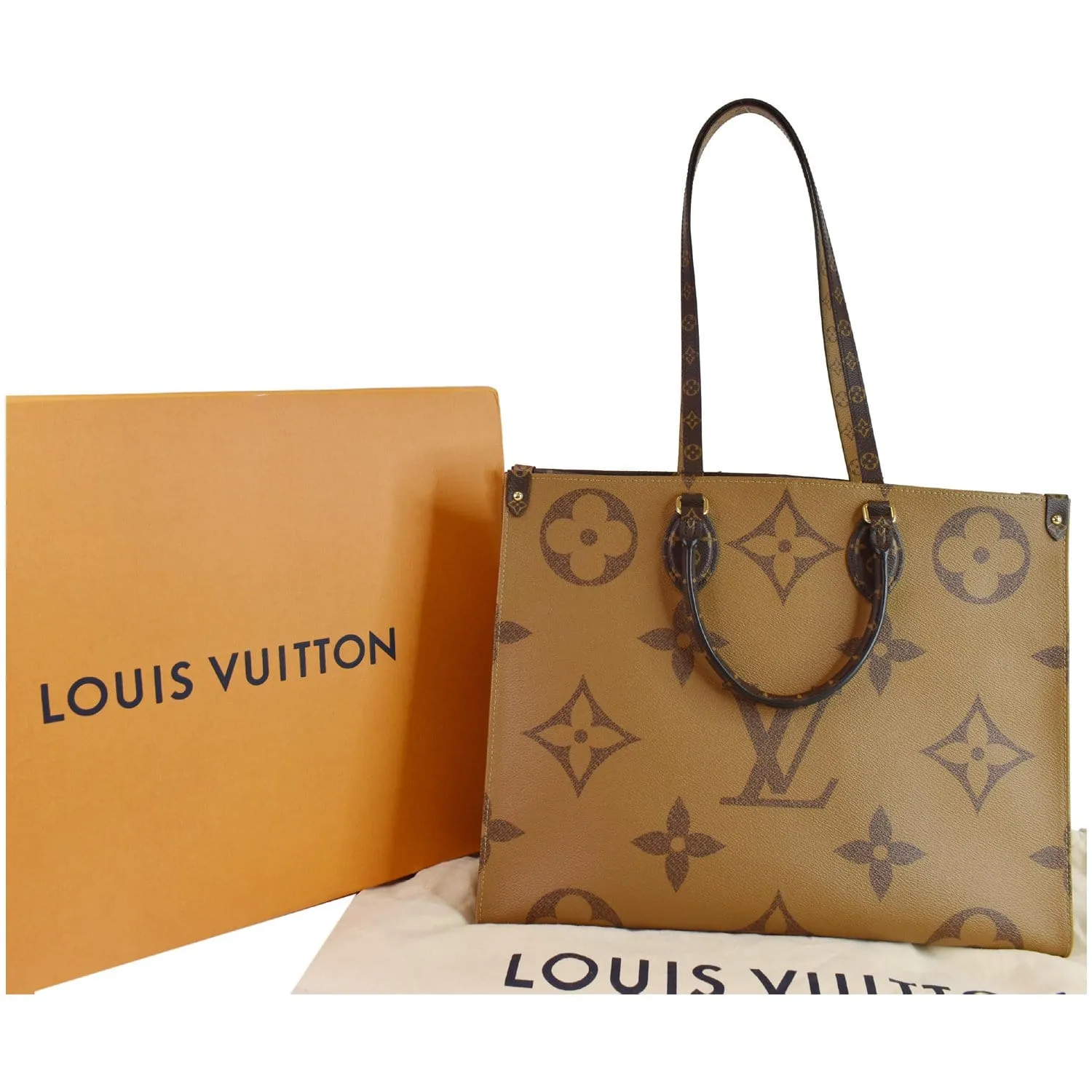 LOUIS VUITTON Onthego GM Reverse Monogram Giant Canvas Shoulder Bag Brown