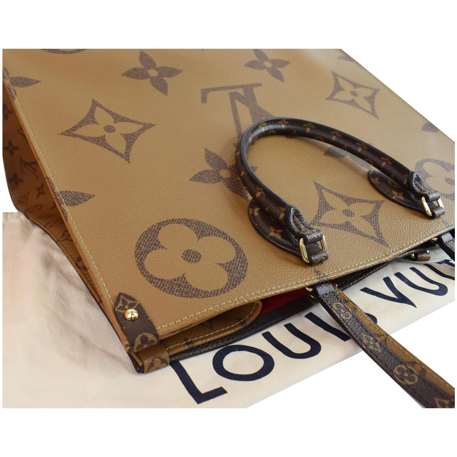 LOUIS VUITTON Onthego GM Reverse Monogram Giant Canvas Shoulder Bag Brown
