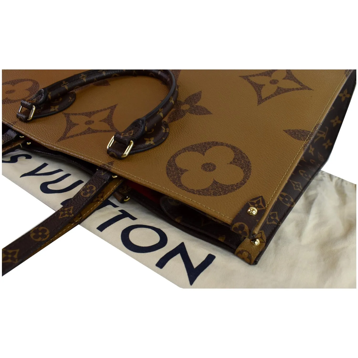 LOUIS VUITTON Onthego GM Reverse Monogram Giant Canvas Shoulder Bag Brown