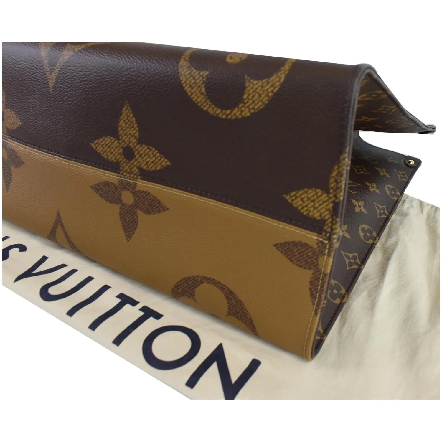 LOUIS VUITTON Onthego GM Reverse Monogram Giant Canvas Shoulder Bag Brown