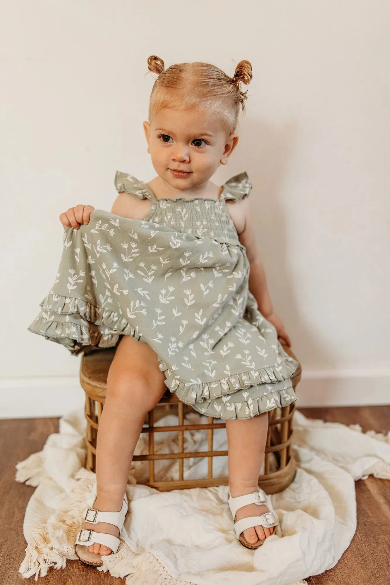 Lovedbaby - Organic Smocked Summer Dress - Seafoam Bloom