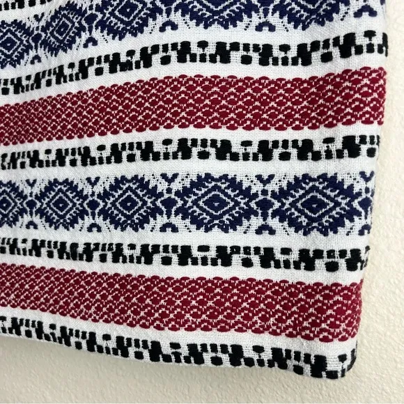 Madewell White Blue Red Striped Jacquard 100% Cotton Gamine Mini Skirt Sz 14 NWT