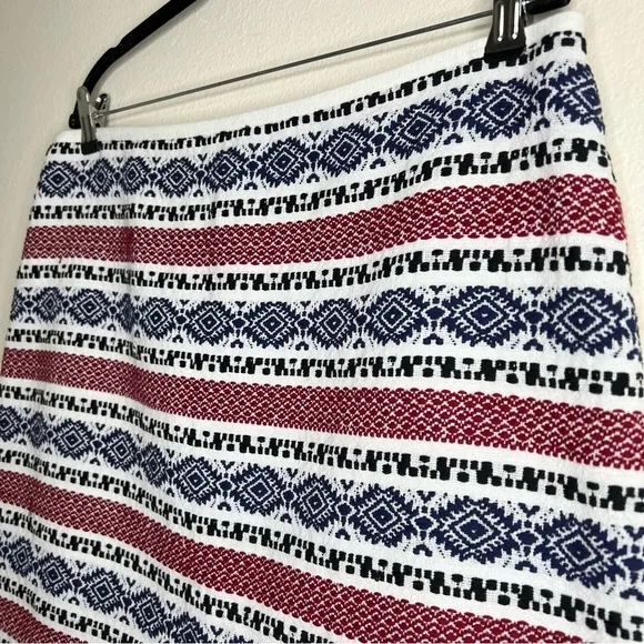 Madewell White Blue Red Striped Jacquard 100% Cotton Gamine Mini Skirt Sz 14 NWT