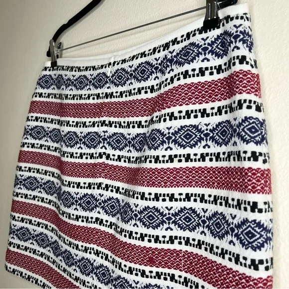 Madewell White Blue Red Striped Jacquard 100% Cotton Gamine Mini Skirt Sz 14 NWT