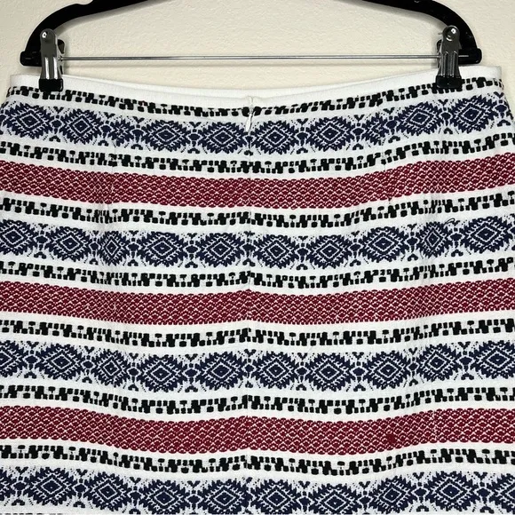 Madewell White Blue Red Striped Jacquard 100% Cotton Gamine Mini Skirt Sz 14 NWT