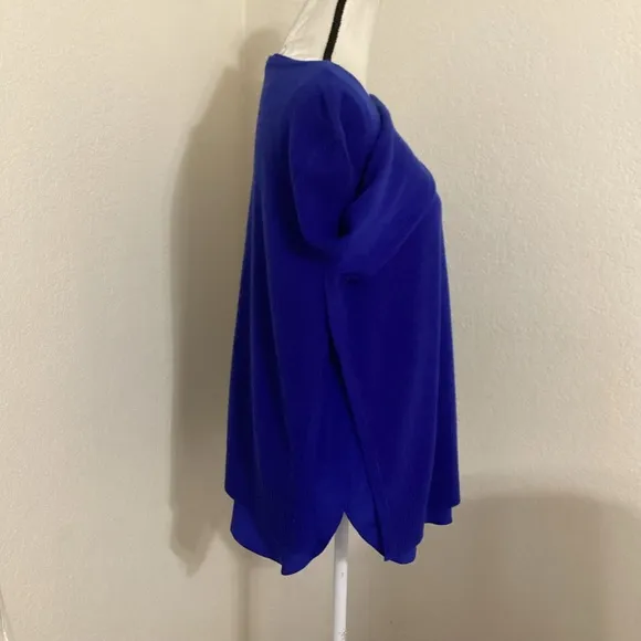 Magaschoni New York Layered 100% Cashmere Sweater Royal Blue M
