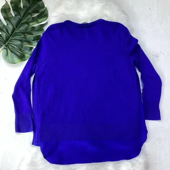 Magaschoni New York Layered 100% Cashmere Sweater Royal Blue M
