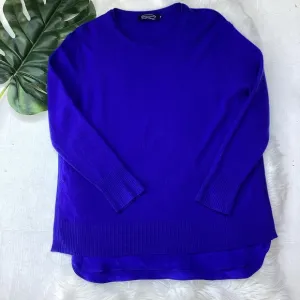 Magaschoni New York Layered 100% Cashmere Sweater Royal Blue M
