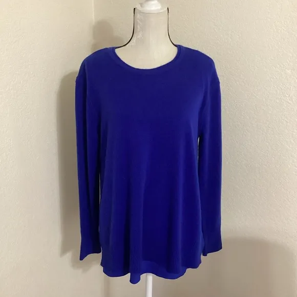 Magaschoni New York Layered 100% Cashmere Sweater Royal Blue M