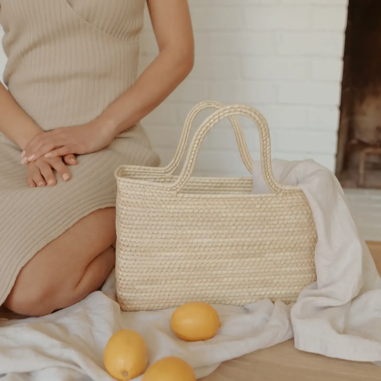 Magnolia Straw Market Tote