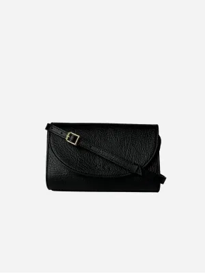 Marlee Apple Leather Vegan Crossbody Bag | Black