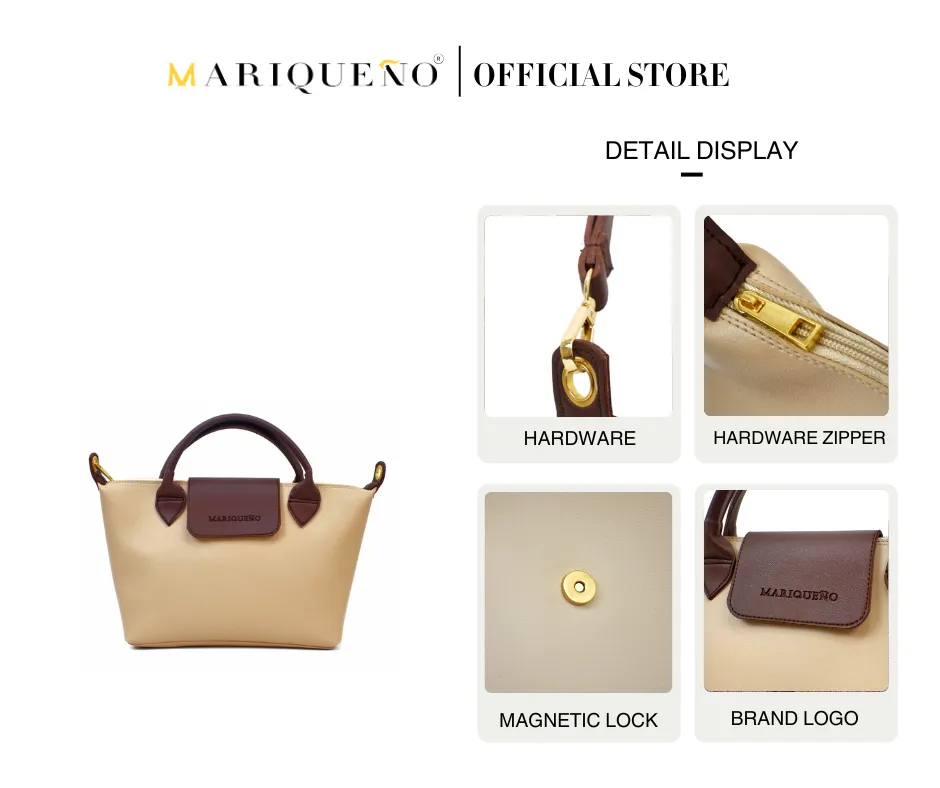 MARTHA Leather Tote Top Handle Sling Bag in Cream