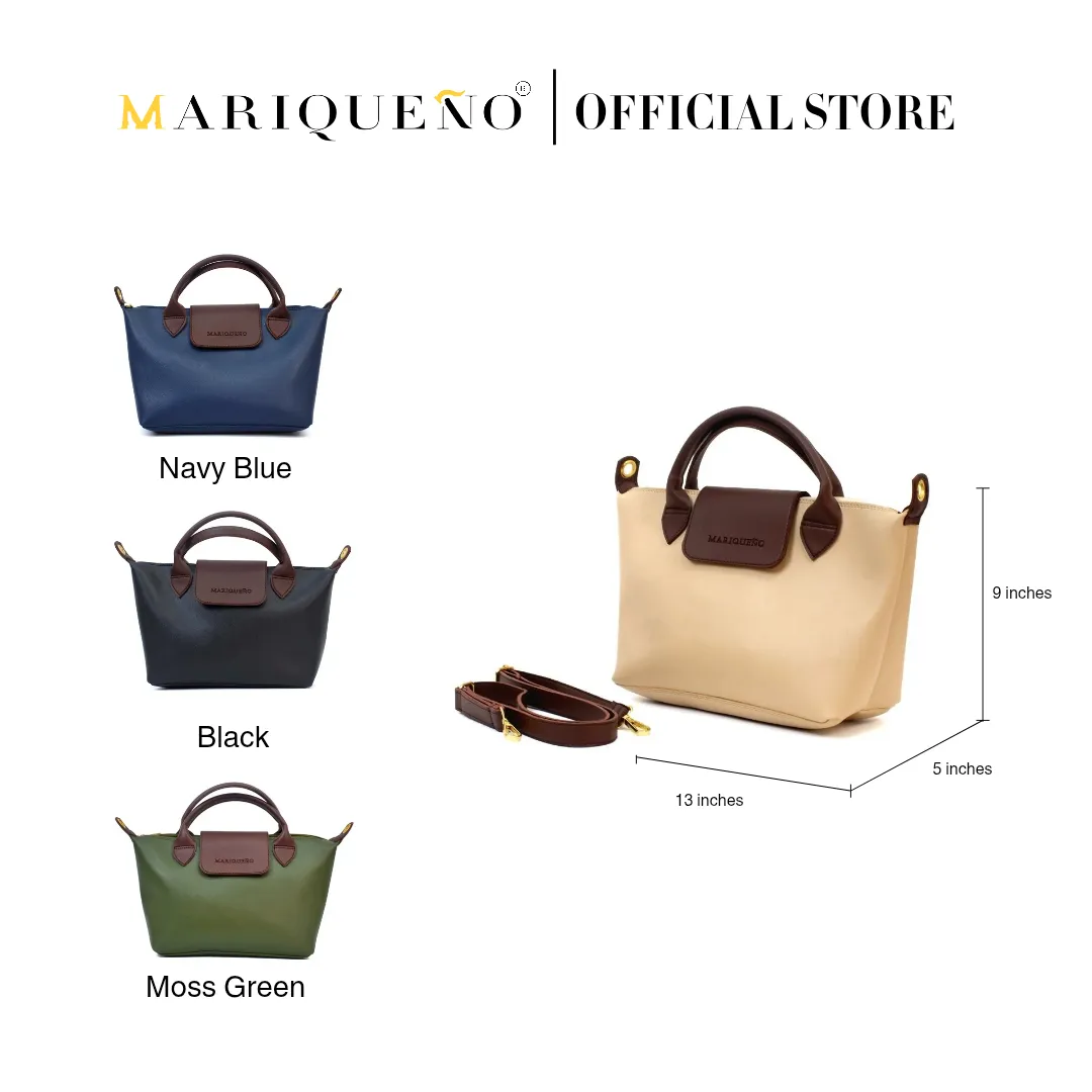 MARTHA Leather Tote Top Handle Sling Bag in Cream