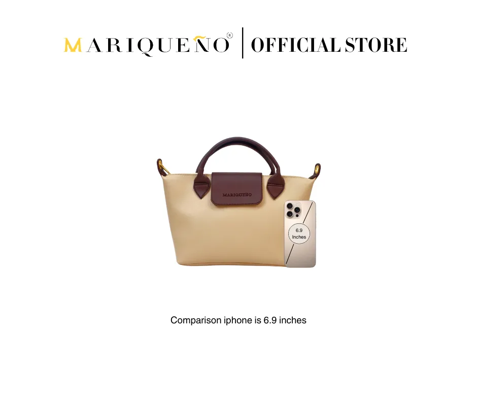 MARTHA Leather Tote Top Handle Sling Bag in Cream