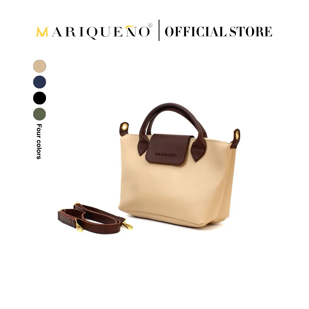 MARTHA Leather Tote Top Handle Sling Bag in Cream