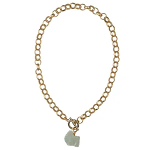 Matte Chain & Jade necklace