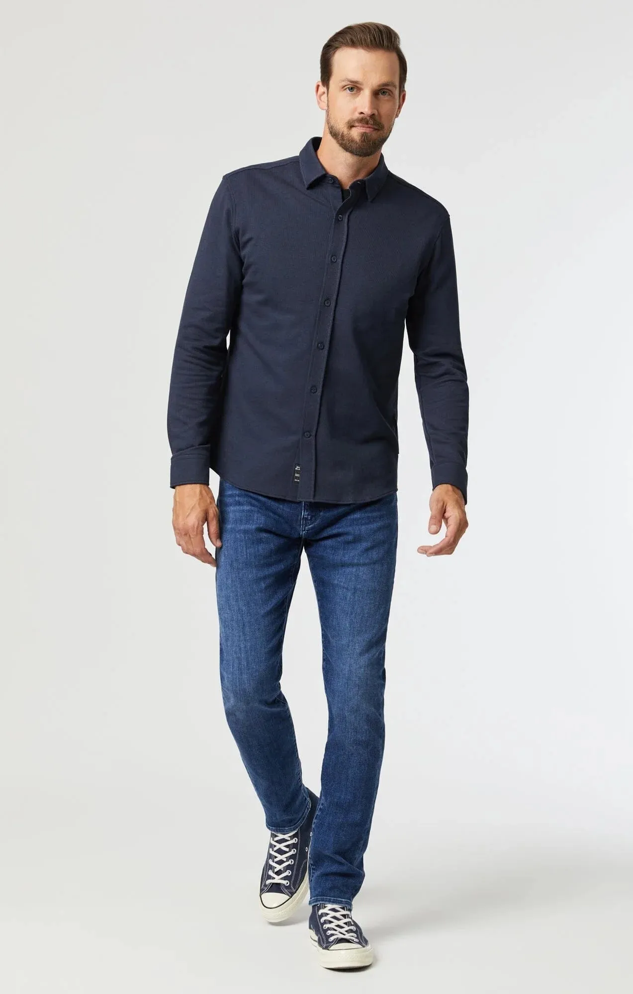 MAVI: Long Sleeve Button Up Shirt in Mood Indigo