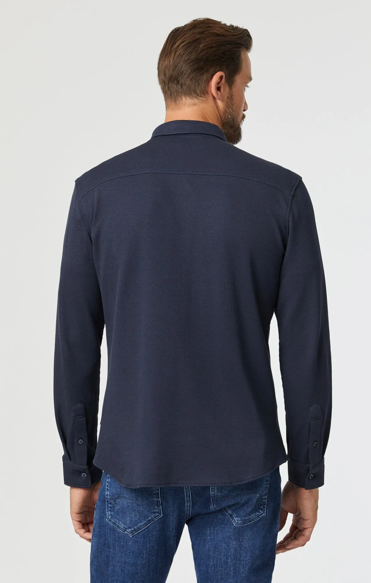 MAVI: Long Sleeve Button Up Shirt in Mood Indigo