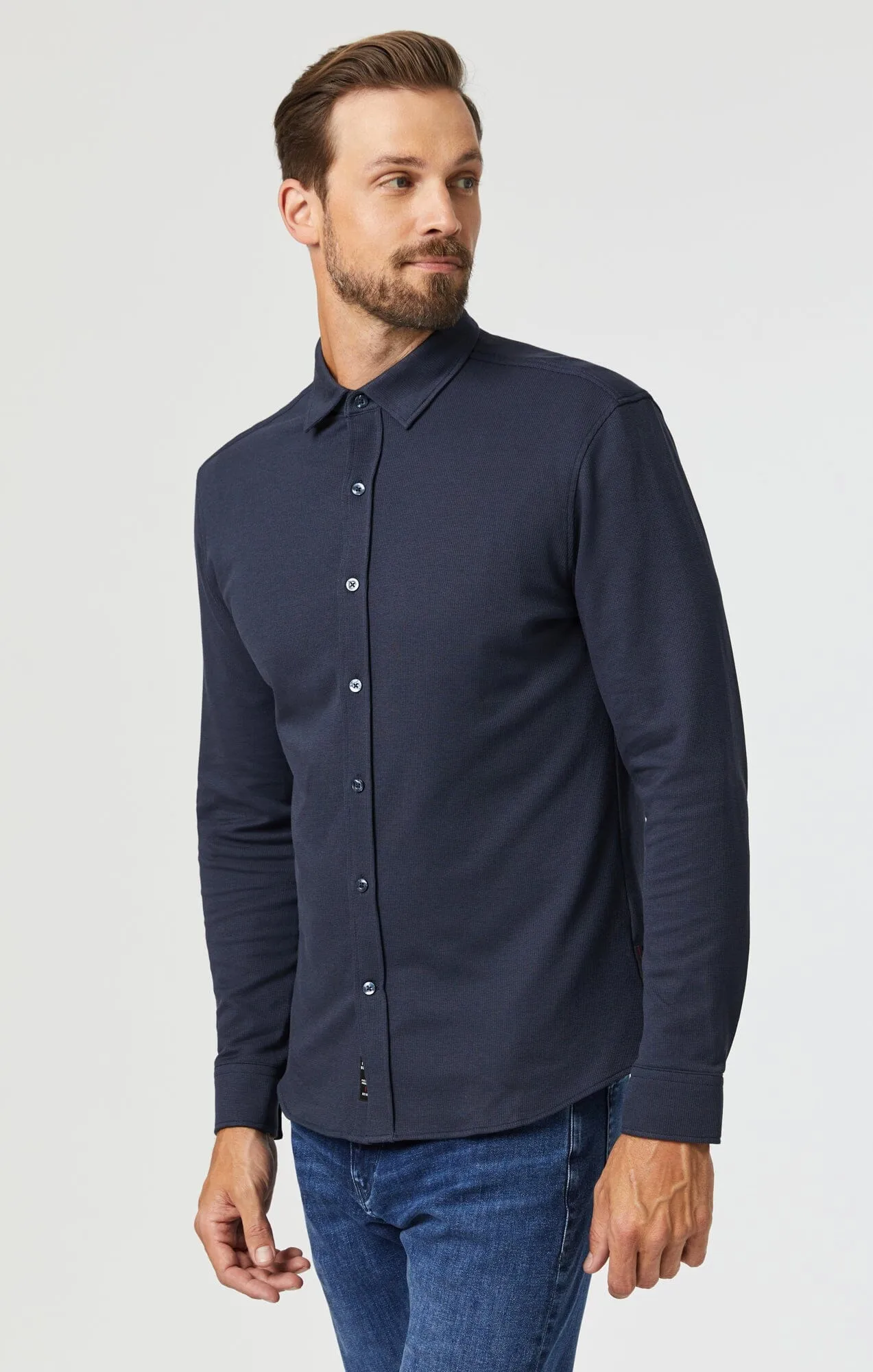 MAVI: Long Sleeve Button Up Shirt in Mood Indigo