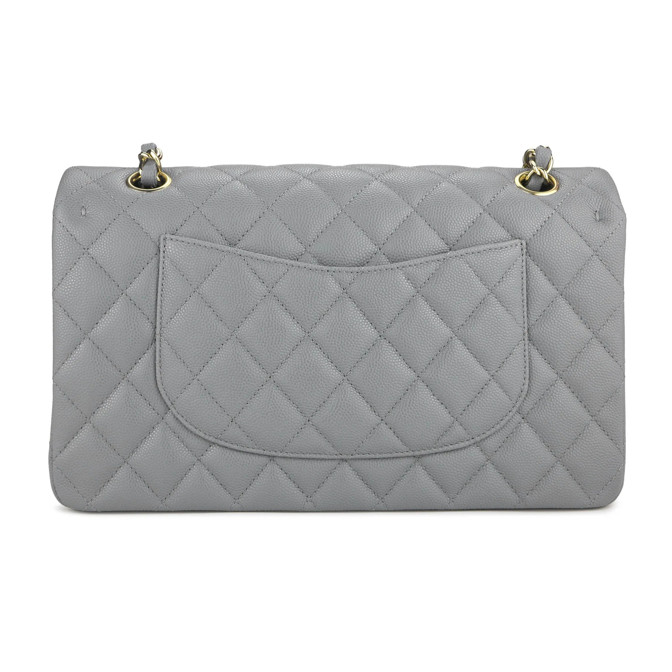 Medium Classic Double Flap Bag in 20C Grey Caviar