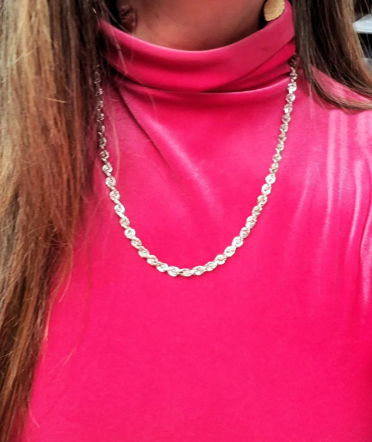 Mens 14k White Gold Diamond Cut Rope Chain 6mm 51.9g 22"