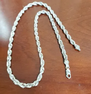 Mens 14k White Gold Diamond Cut Rope Chain 6mm 51.9g 22"