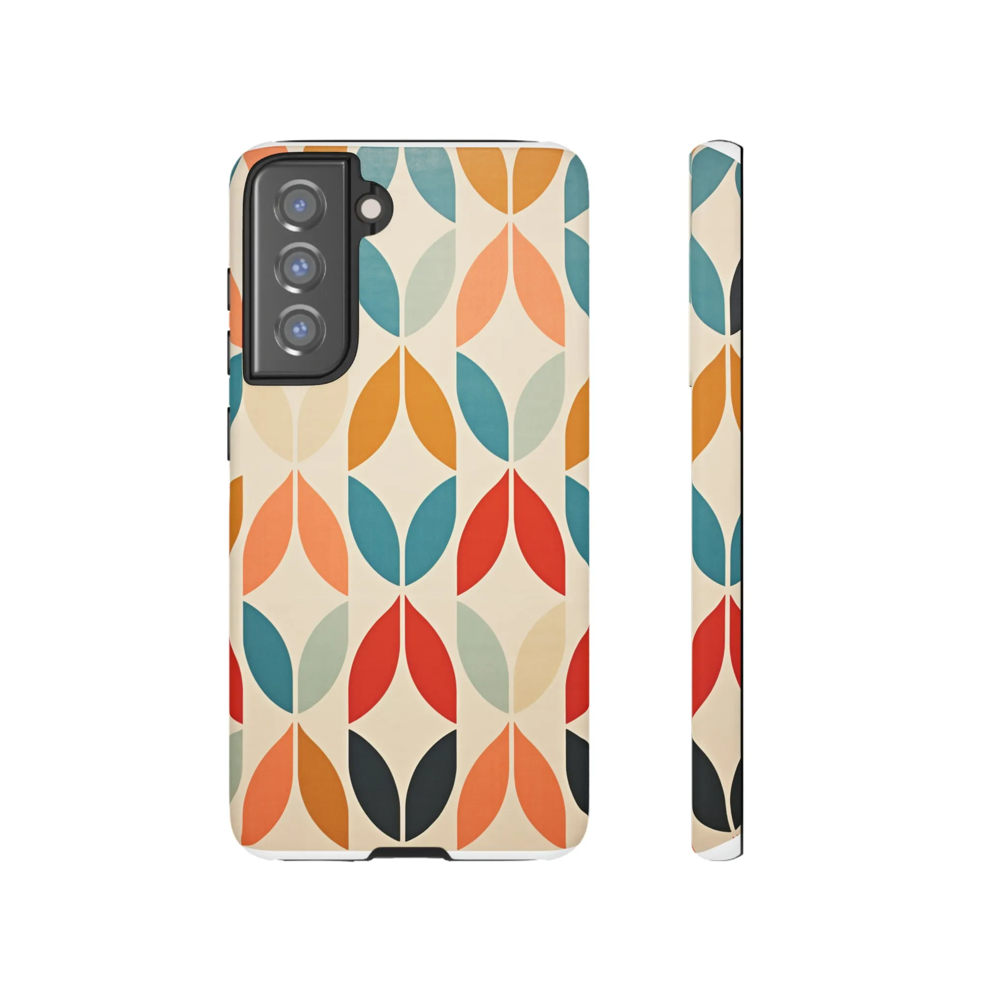 Mid-Century Modern Petals: A Retro Geometric Tapestry Tough Phone Cases