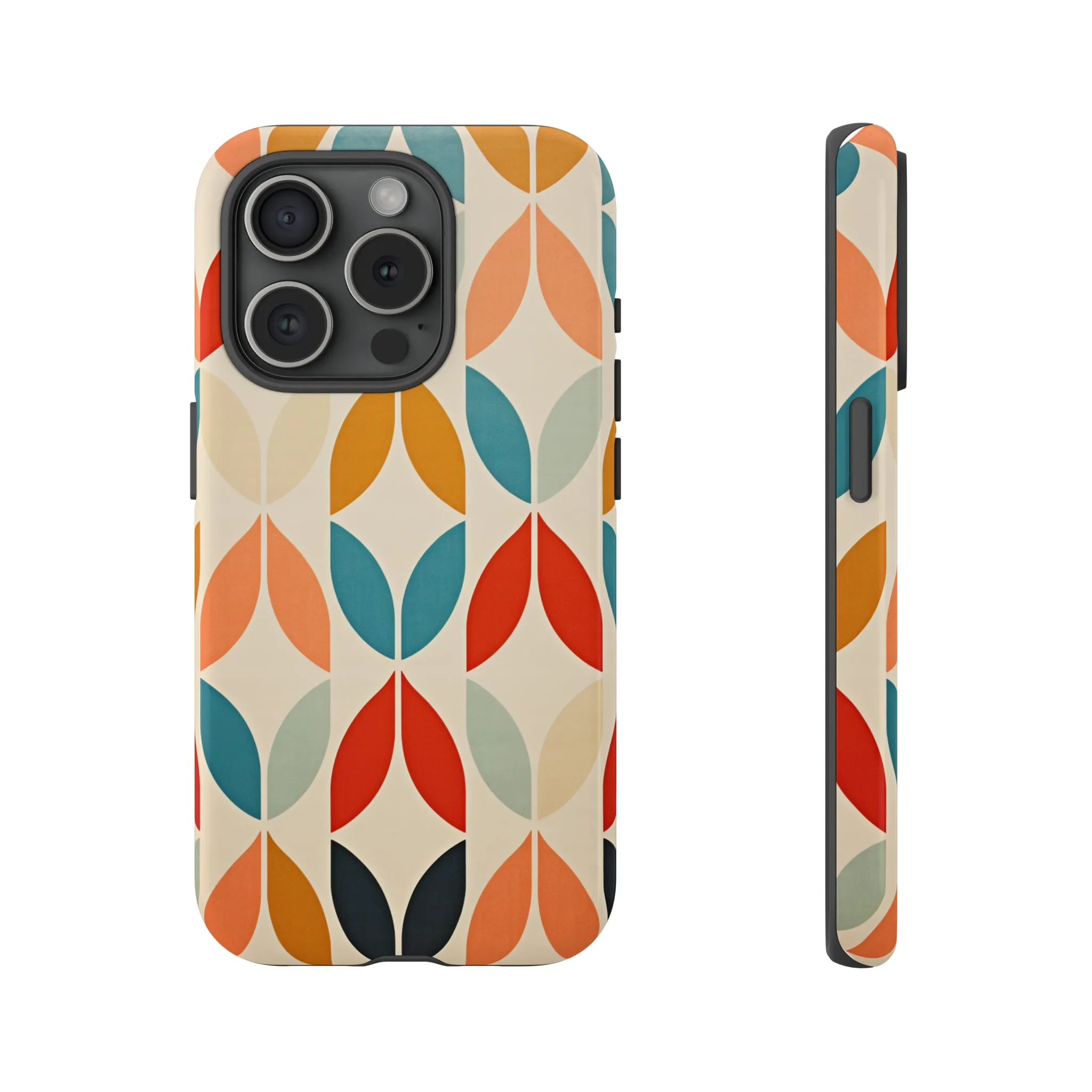 Mid-Century Modern Petals: A Retro Geometric Tapestry Tough Phone Cases
