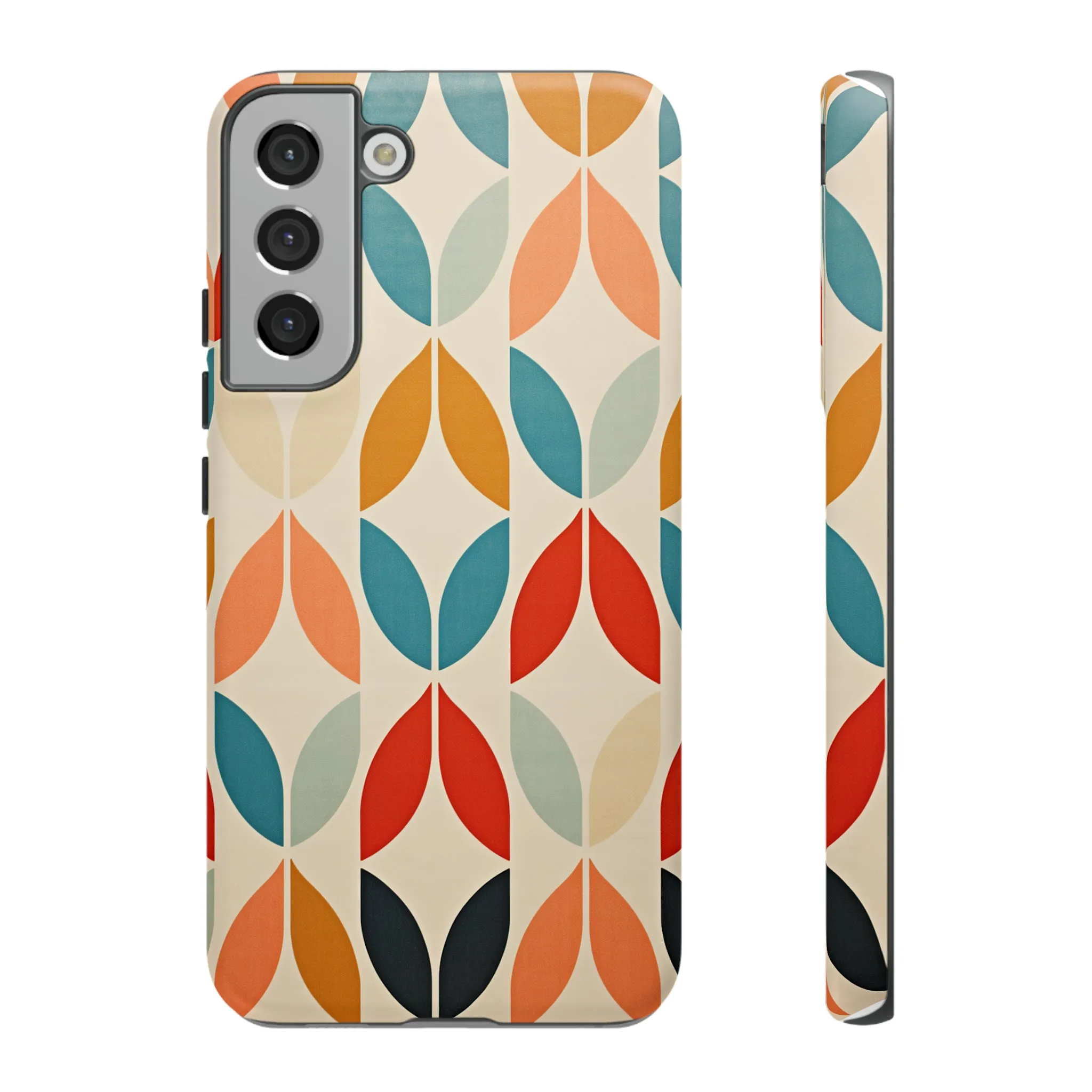 Mid-Century Modern Petals: A Retro Geometric Tapestry Tough Phone Cases