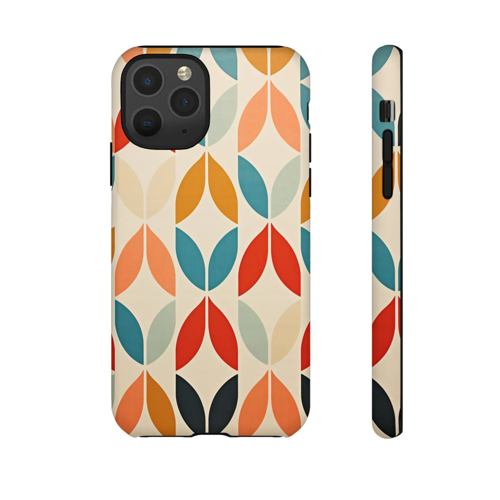 Mid-Century Modern Petals: A Retro Geometric Tapestry Tough Phone Cases