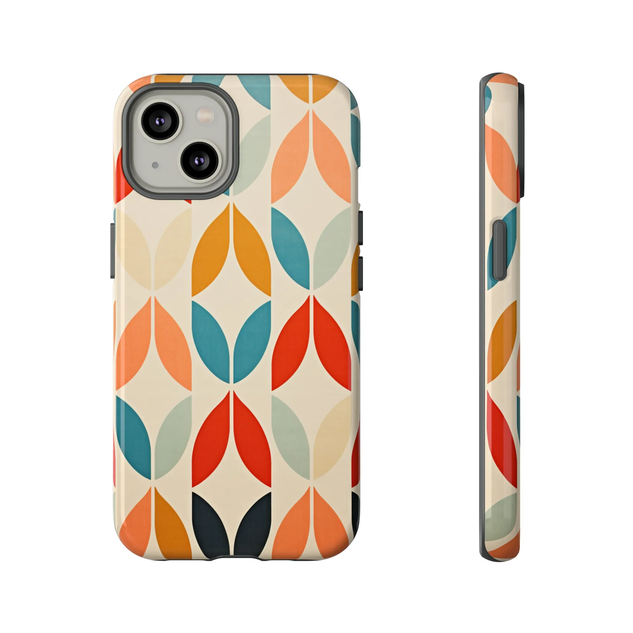 Mid-Century Modern Petals: A Retro Geometric Tapestry Tough Phone Cases