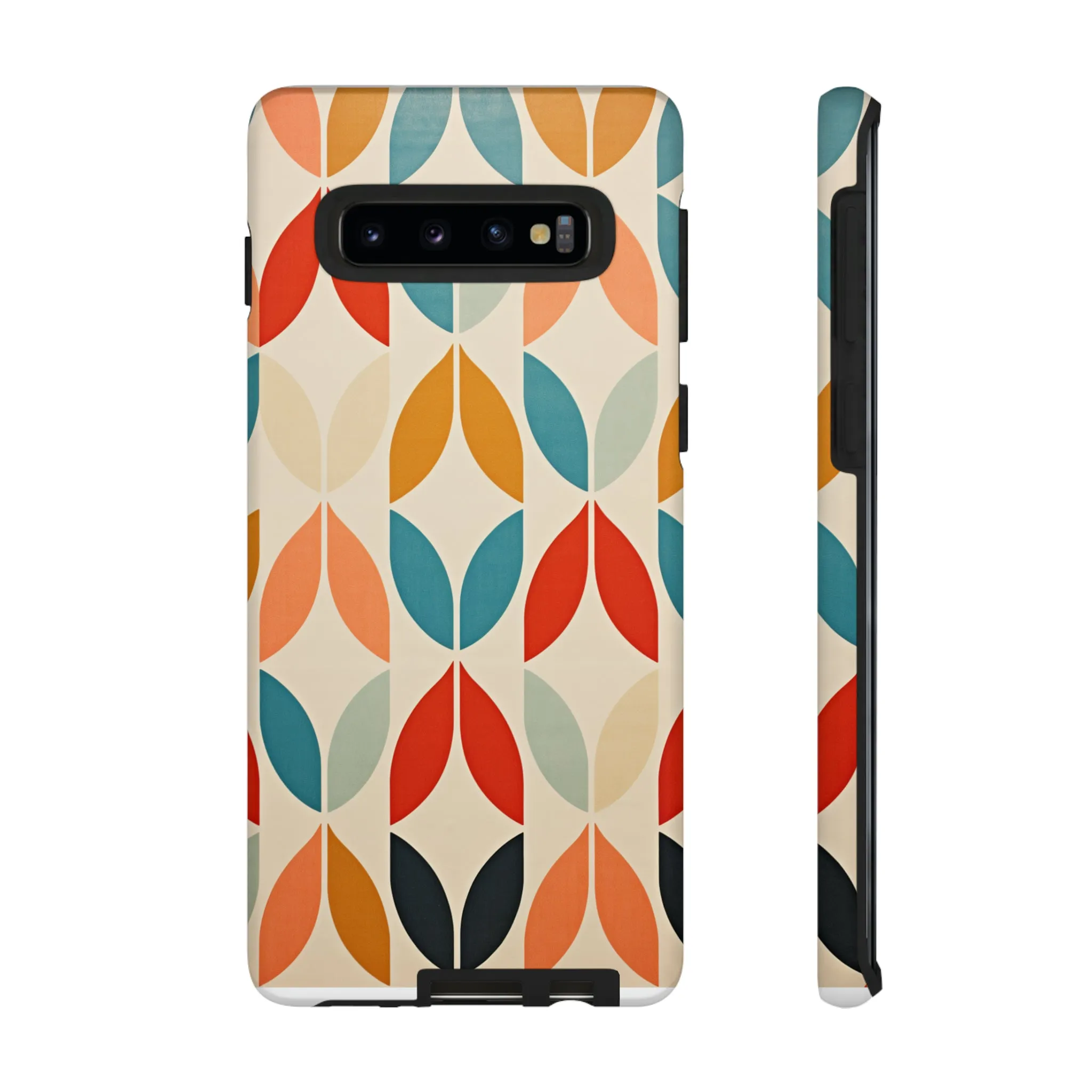 Mid-Century Modern Petals: A Retro Geometric Tapestry Tough Phone Cases