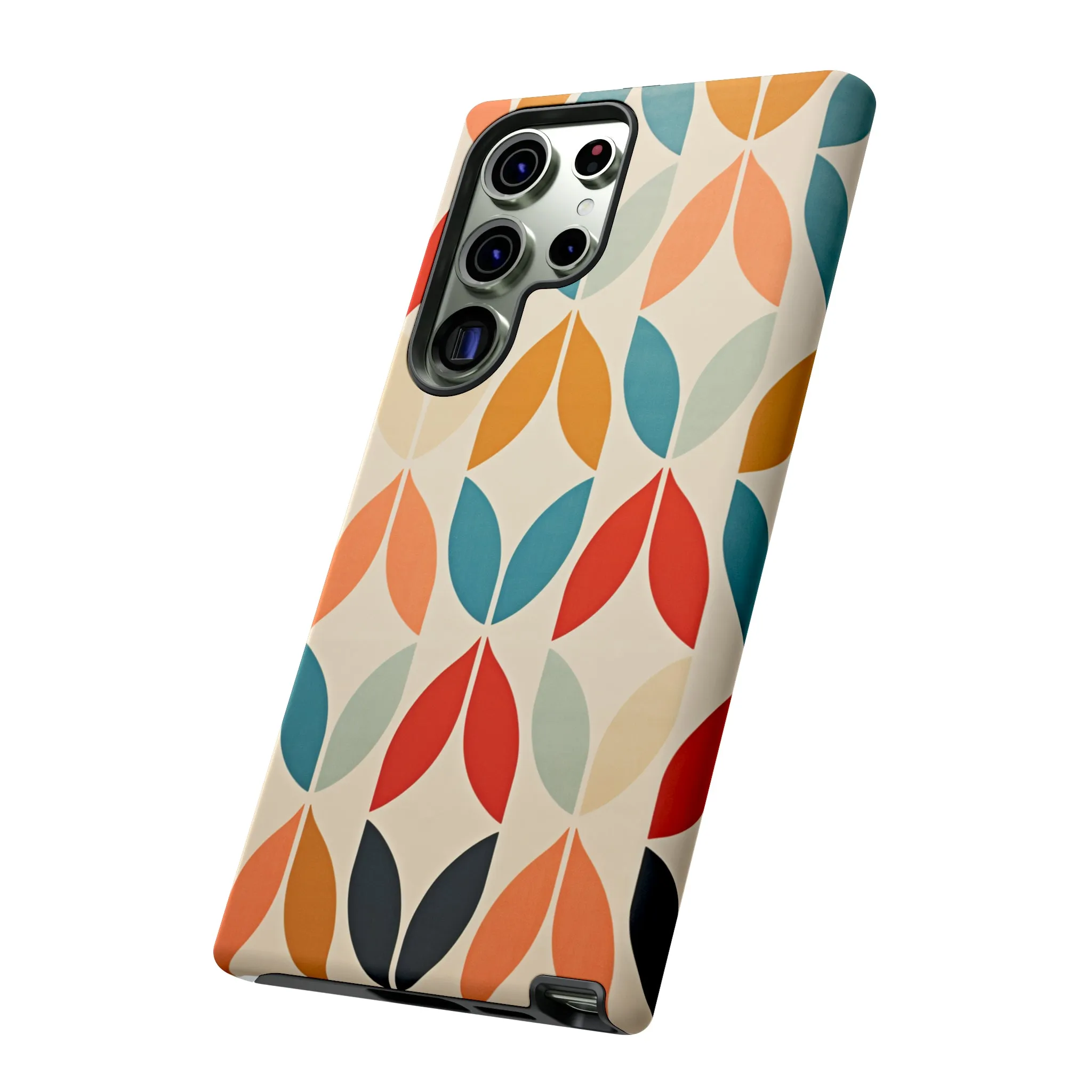 Mid-Century Modern Petals: A Retro Geometric Tapestry Tough Phone Cases