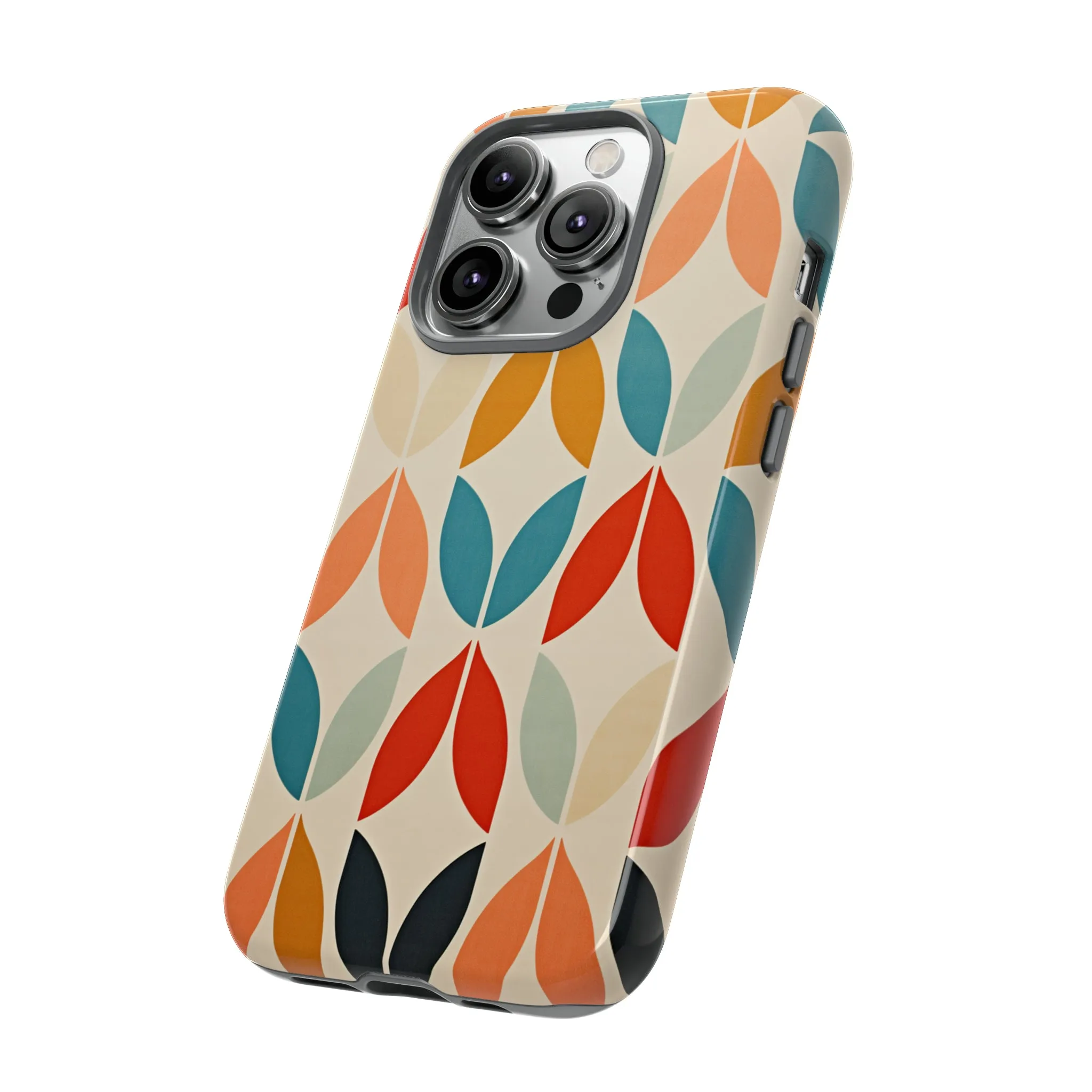 Mid-Century Modern Petals: A Retro Geometric Tapestry Tough Phone Cases