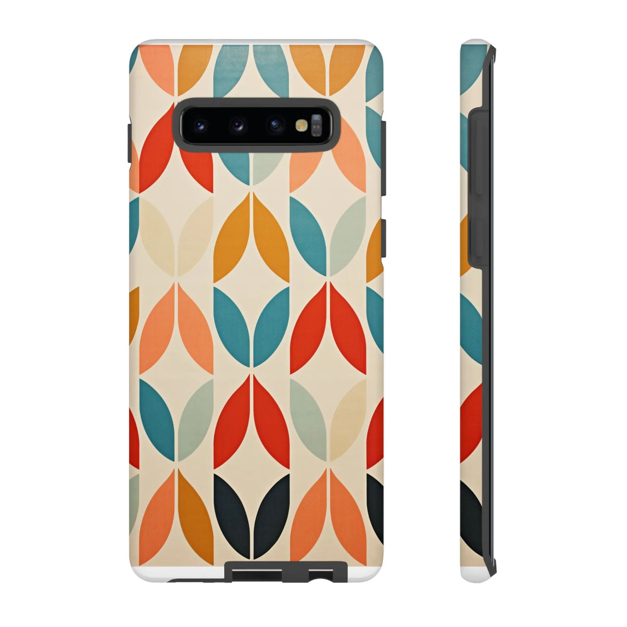 Mid-Century Modern Petals: A Retro Geometric Tapestry Tough Phone Cases