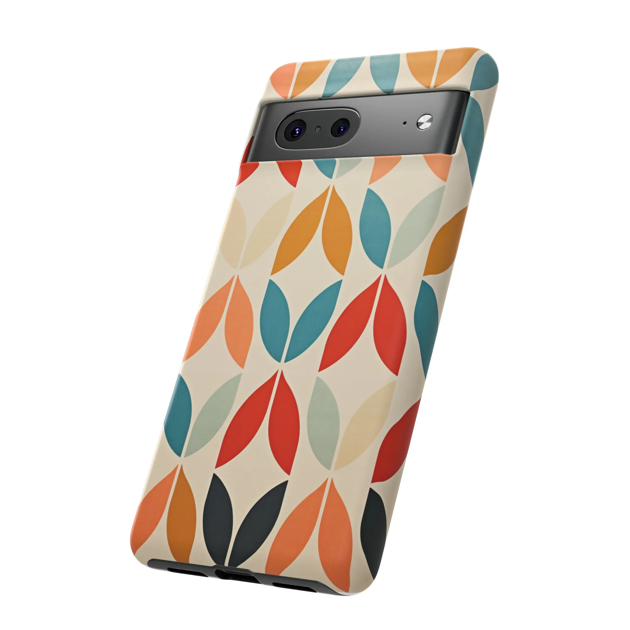 Mid-Century Modern Petals: A Retro Geometric Tapestry Tough Phone Cases