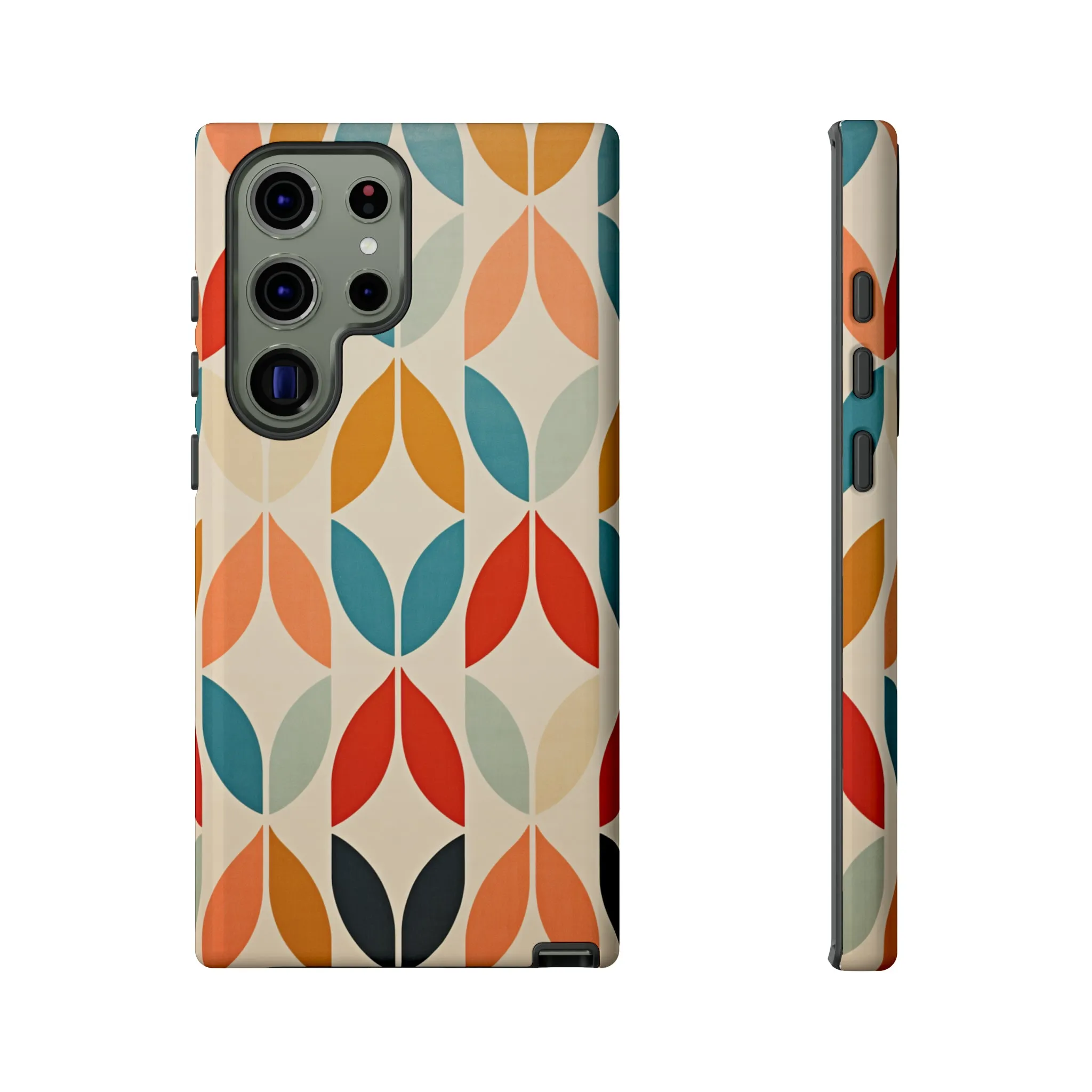 Mid-Century Modern Petals: A Retro Geometric Tapestry Tough Phone Cases