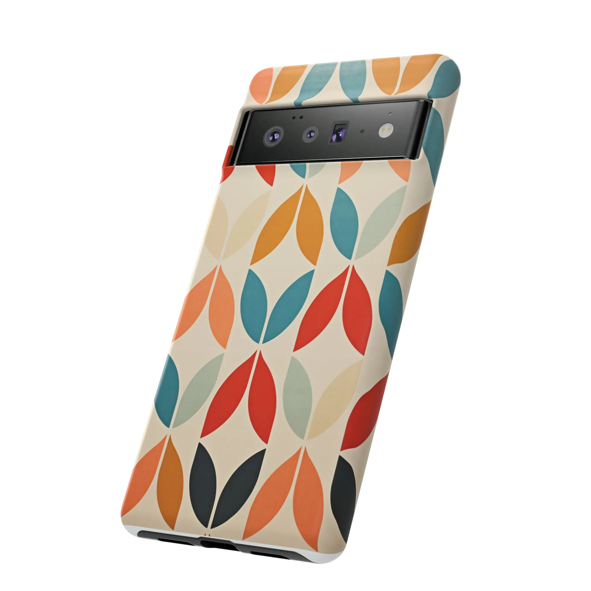 Mid-Century Modern Petals: A Retro Geometric Tapestry Tough Phone Cases